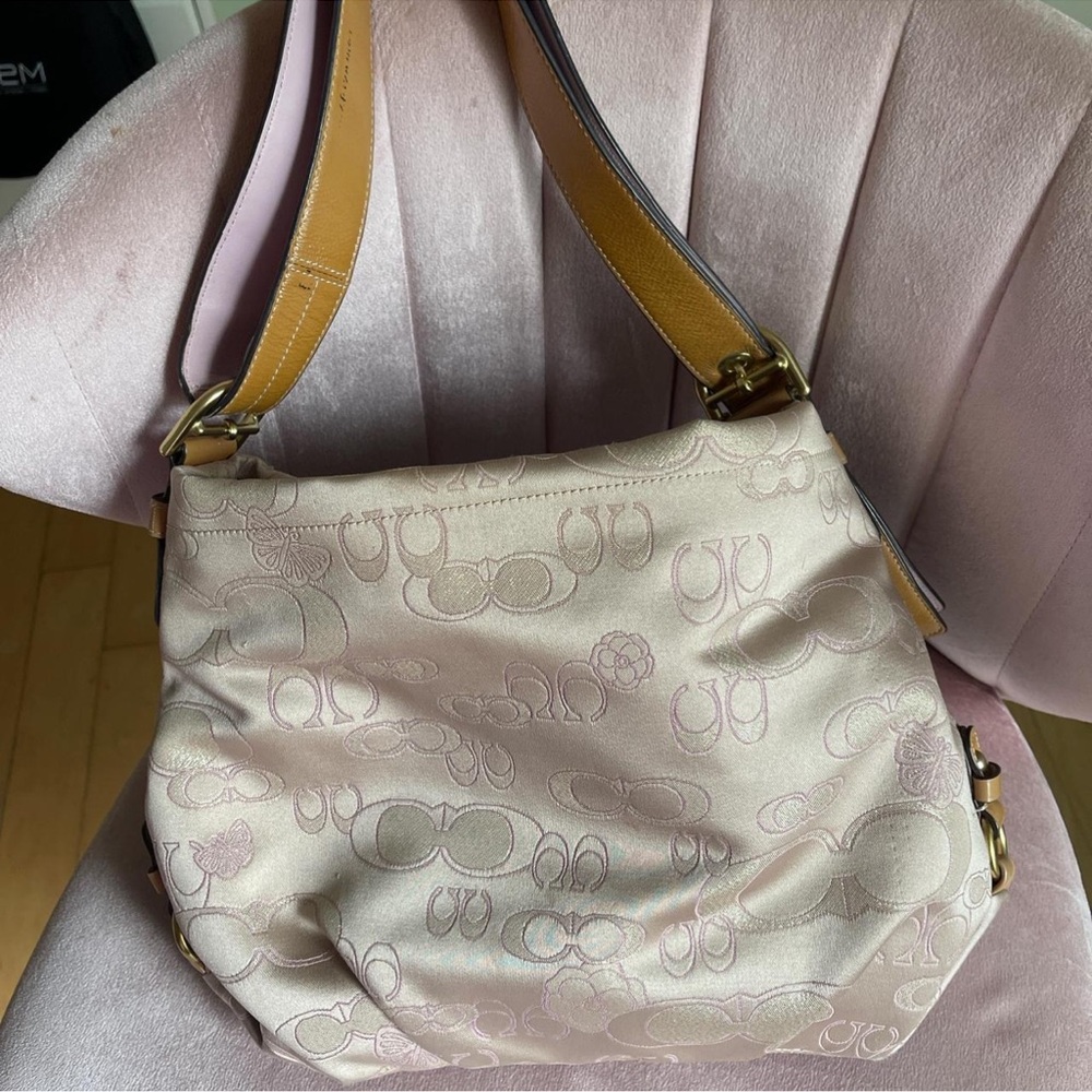 Coach optic c lilac purple / gold butterfly shoulder bag
